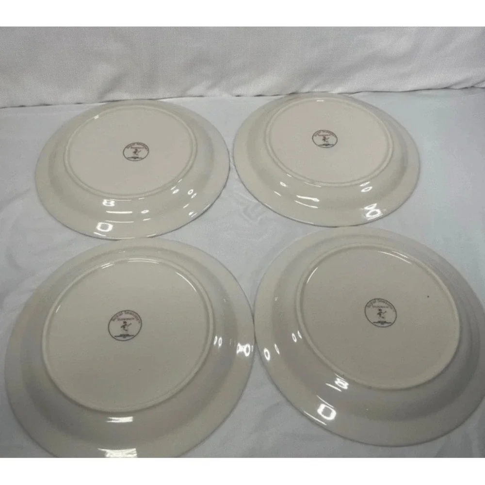 Royal Seasons Snowman Stoneware Dinner Plates Set of 4 Holiday Christmas 10.5 in